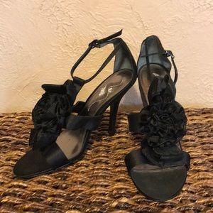 Nina’s black satin heels